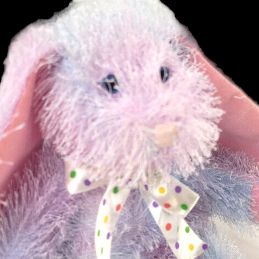 PLUSH APPEAL Bunny Rabbit 12" Pink Blue Eyelash-Yarn Long Ears Stuffed Easter - Picture 4 of 8